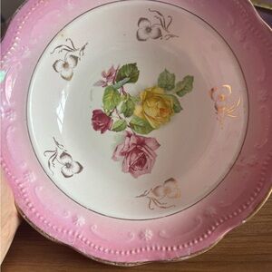 Vintage Owen china pink and white bowl